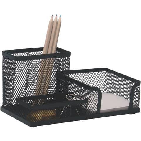 Portaoggetti Q-Connect 10,3x9,8x20,5 cm nero medio - 3 scomparti