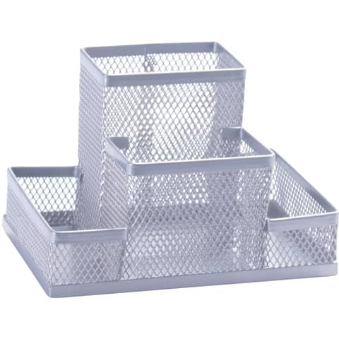 Q-Connect holder 10,3x10x15,3 cm silver small - 4 compartments