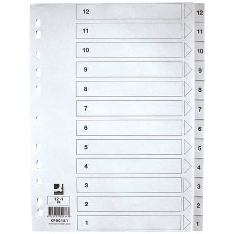 Divisore numerico Q-Connect bianco 22,5x29,7 cm ppl 1-12