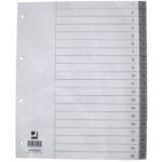 Divisore numerico Q-Connect grigio XL 24,5x29,7 cm ppl 1-20