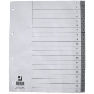 Divisore numerico Q-Connect grigio XL 24,5x29,7 cm ppl 1-20