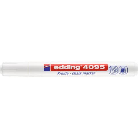 Marcatore a gesso liquido edding 4095 punta conica 2-3 mm bianco