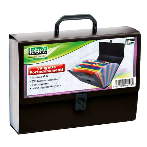 Valigetta portadocumenti Lebez 33x24,5x8 cm 25 scomparti ass. blu, nero e rosso