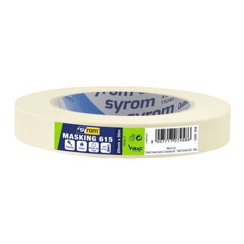 Nastro adesivo in carta Masking 615 SYROM avorio formato 25 mm x 50 m