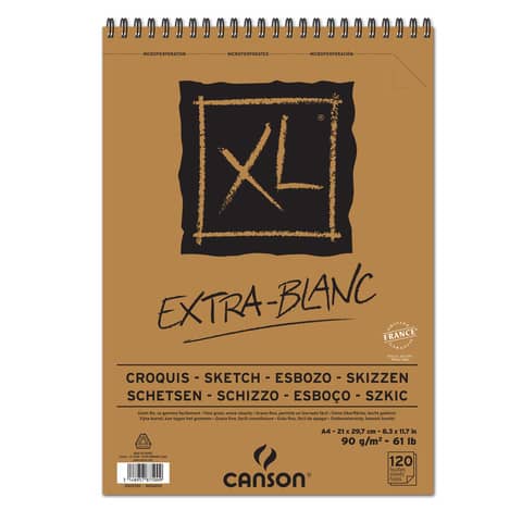 Album spiralato CANSON XL Extra White bianco 90 g/m² 120 fogli A4