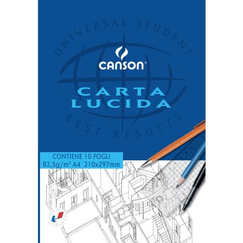 Blocco da disegno CANSON carta lucida bianco 80 g/m² 10 fogli A4