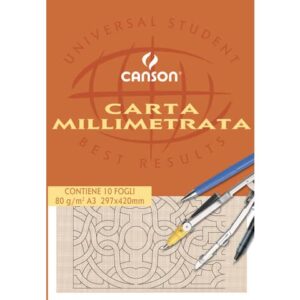 Blocco da disegno CANSON carta millimetrata bianco/arancio 80 g/m² 10