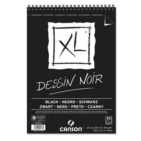 Blocco spiralato Canson Black XL nero 150 g/m² 40 fogli A4