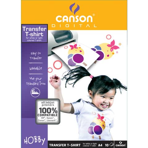 Carta patinata CANSON T-Shirt transfer A4 finitura opaca 140 g/m² bianco