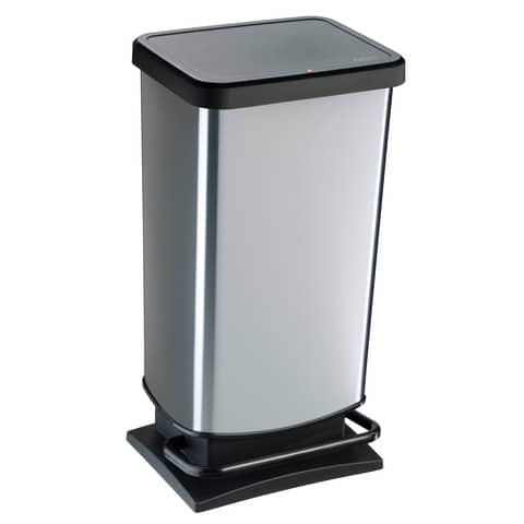 Cestino gettacarte Rotho PASO Metal rettangolare a pedale silver -