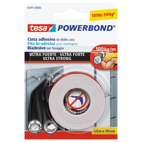 Double-sided adhesive tape tesa Powerbond® ULTRA STRONG 19 mm x 1.5 m white