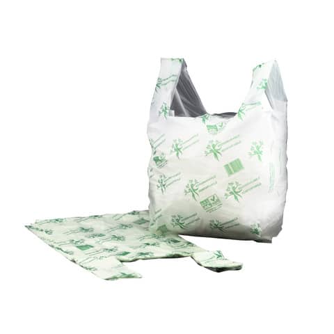 Shopper NESSUNO in mater-bi biodegradabile verde 27+7,5+7,5x50 cm