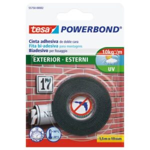 Tesa Powerbond® Double-Sided Adhesive Tape for Outdoors 19 mm x 1.5 m white