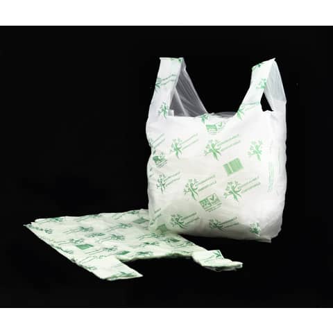 Shopper NESSUNO in mater-bi biodegradabile verde 30+10+10x60 cm