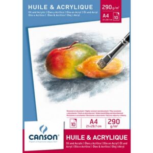 Blocco da disegno CANSON per olio e acrilico 10 fogli bianco 290 g/m² A4
