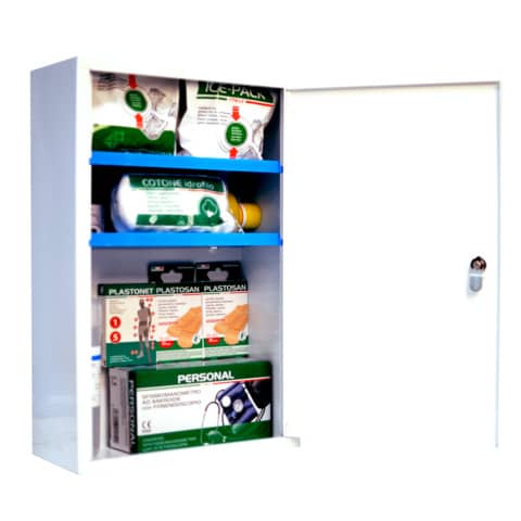 PVS First Aid Cabinet 3 shelves - 2 internal compartments white - metal - 3