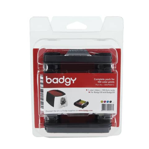 Evolis Badgy badge printing kit with 100 0.76 cm Pvc cards - ribbon