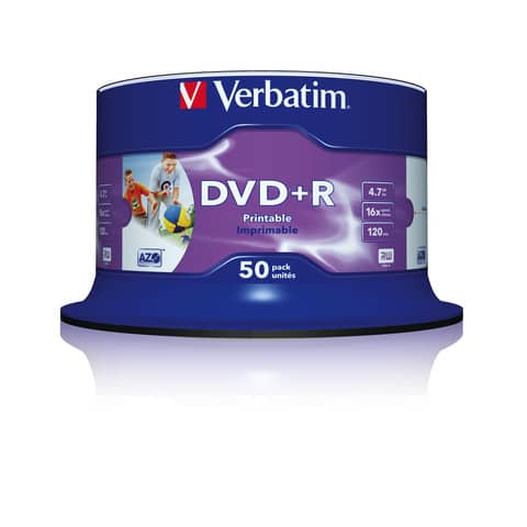 DVD+R Wide Printable Verbatim Spindle Case 4.7 GB - 16x speed