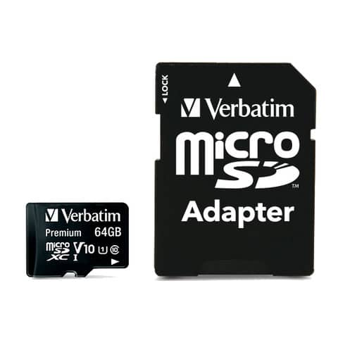 Flash memory card Verbatim micro sdhc - classe 10 con adattatore 64 GB