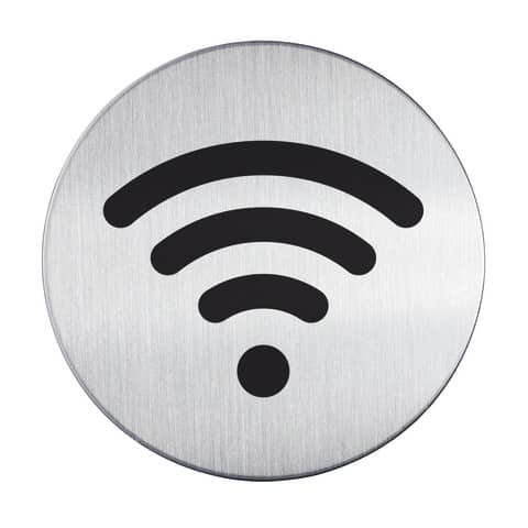 Adhesive pictogram 'Wifi' DURABLE metallic silver Ø 83 mm