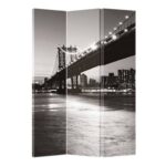 Serena Group 3-panel screen in wood and rice paper Brooklyn pattern