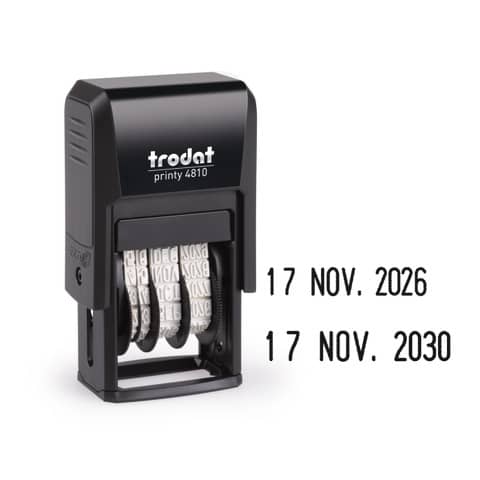 Datario autoinchiostrante TRODAT PRINTY 4810 in plastica 3,8 mm nero