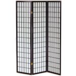 Paravento a 3 ante Serena Group in legno e carta di riso nero 130,5x178 cm