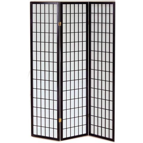 Paravento a 3 ante Serena Group in legno e carta di riso nero 130,5x178 cm