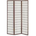 Serena Group 3-leaf screen in wood and rice paper walnut 130.5x178 cm