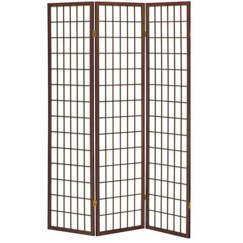 Serena Group 3-leaf screen in wood and rice paper walnut 130.5x178 cm