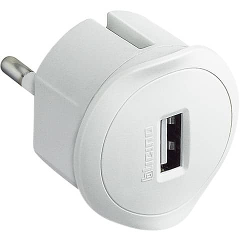 Adattatore spina 10A bticino con presa USB 1,5A bianco