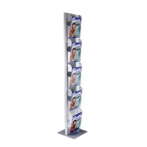TECNOSTYL A4 aluminium 5-compartment floor display stand Menhir 33x33x173 cm