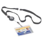 Chiocciole portabadge YO-YO Durable rotonde in plastica con cordoncino nero