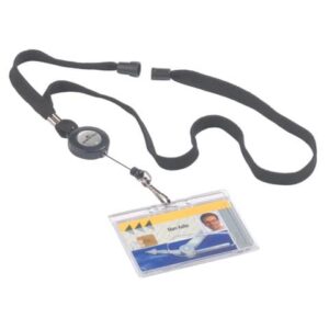 Durable YO-YO round plastic badge holder with black cord