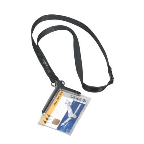 Durable DELUXE 54x85 mm badge holder with transparent lanyard