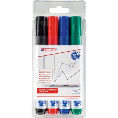 Whiteboard markers edding 660 conical tip 1.5-3 mm assorted