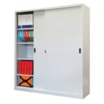 KUBO metal high wardrobe with sliding doors 2 compartments/8 shelves 180x45x200