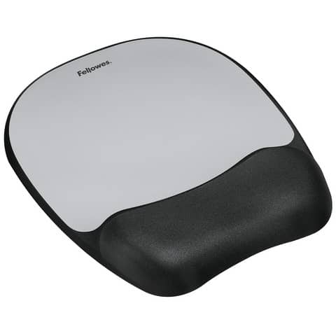 FELLOWES Memory Foam Mouse Pad with Wrist Rest - Silver