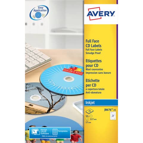 AVERY matt coated CD labels Ø 117 mm - 2 e/sheet - for Inkjet -