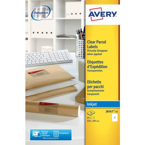Etichette poliestere trasparenti opache AVERY QuickPEEL 210x297 mm - 1
