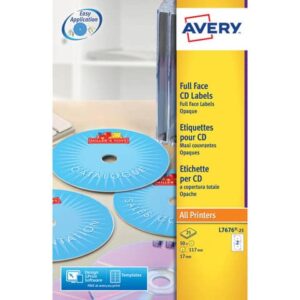 Etichette per CD AVERY finitura coprente Ø 117 mm - 2 et/foglio - per Laser -