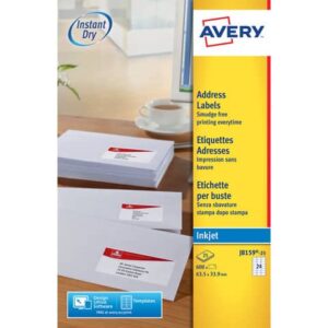 Etichette bianche per buste AVERY QuickDRY 63,5x33,9 mm - 24 et/foglio -