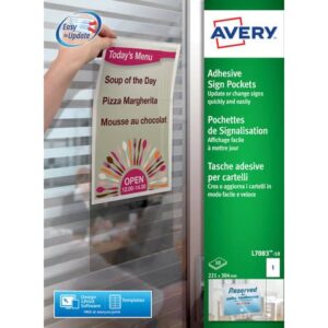 Avery Adhesive Pockets for A4 Sheets Transparent 1 pc/sheet
