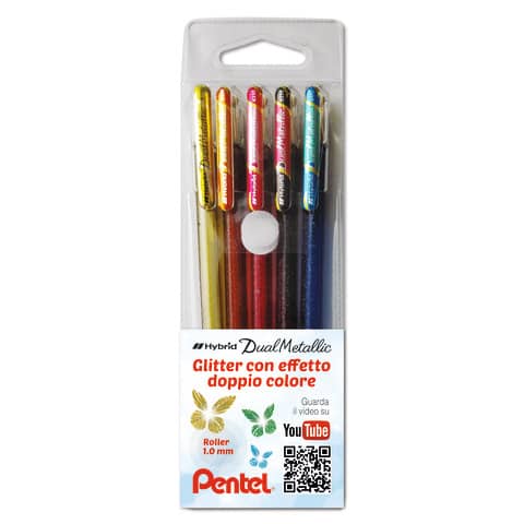Penna roller Pentel Gel Hybrid Dual Metallic 1,0 mm assortiti