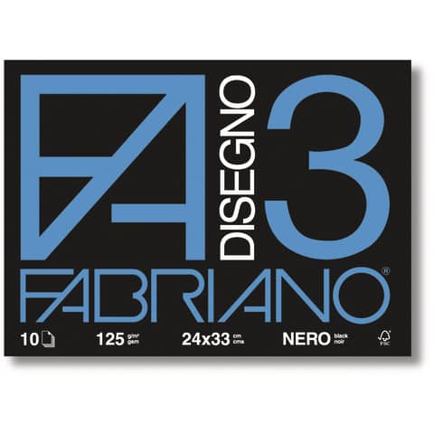 Album da disegno Fabriano F3 NERO 125 g/m² 24x33 cm nero - 10 fogli