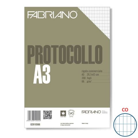 Fabriano protocol sheets white 66 gsm 29.7x42 cm lined