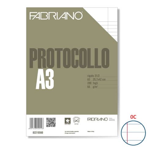 Fogli protocollo Fabriano bianco 60 g/m² 29,7x42 cm rigato a 31