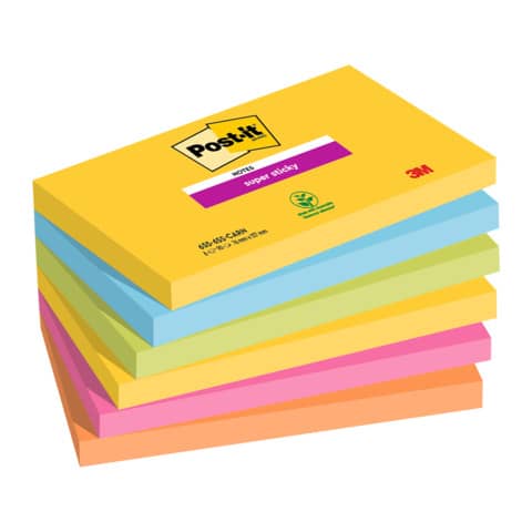 Foglietti riposizionabili Post-it® Super Sticky Carnival 76x127mm assortiti