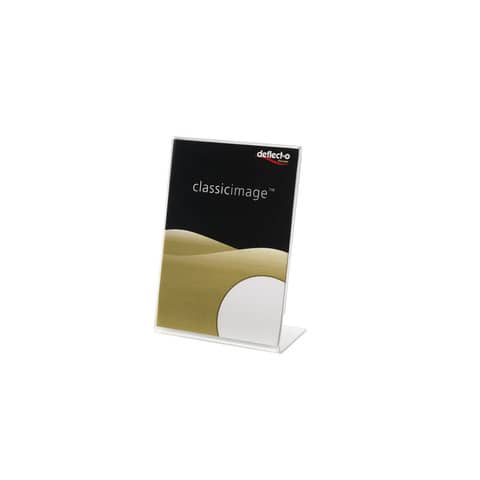 Deflecto® A7 upright polystyrene display holder with transparent L-shaped base