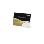 Deflecto® A8 horizontal polystyrene display holder with transparent L-shaped base
